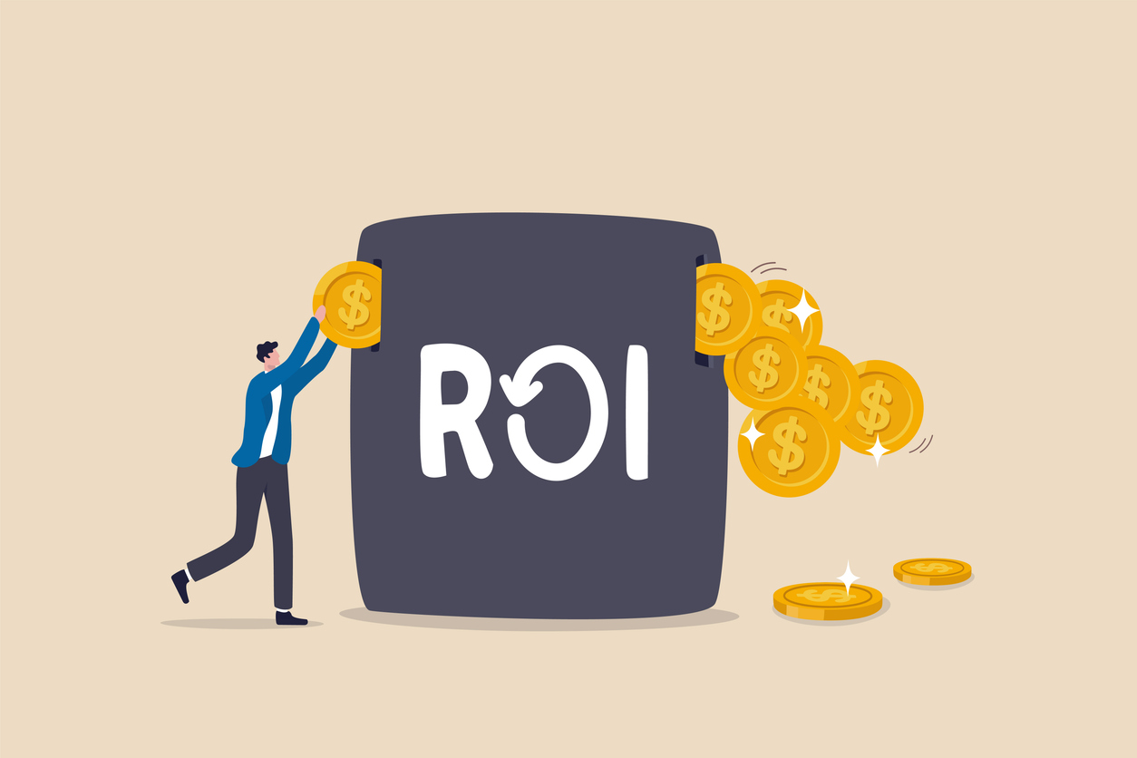 Illustration of ROI showing high returns on investment through smart marketing campaigns for salons